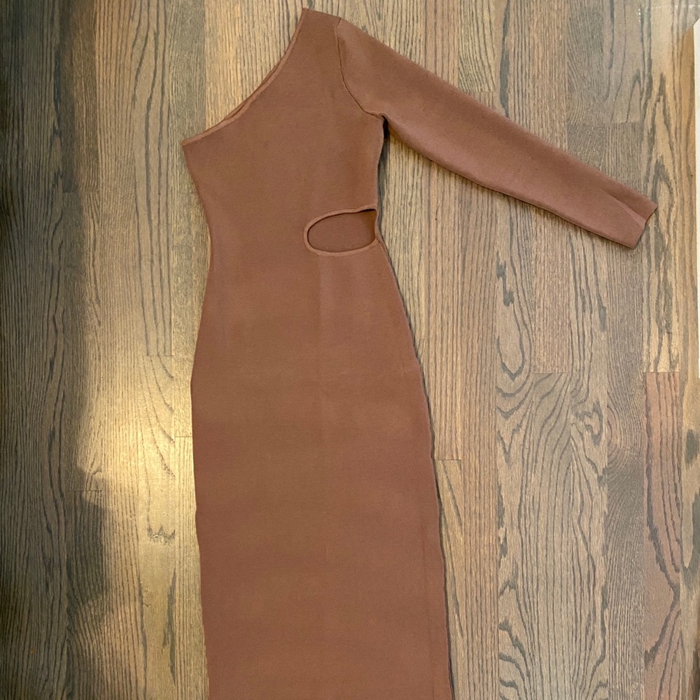 One Sleeve Maxi Knit Dress